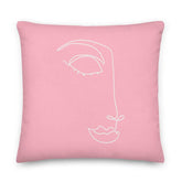 Linda Abstract Women Face Line Art Pink Decorative Throw Pillow Cushion, Pillow, $ 71.50, A Moment Of Now™
